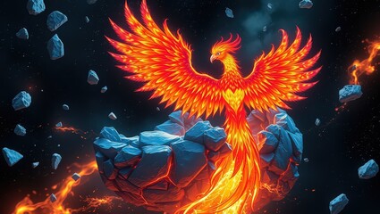 Fiery Awakening: Phoenix Emerges from Destructive Orb