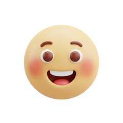 Fototapeta premium Smiling 3d emoji with rosy cheeks and brown eyes