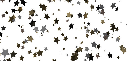 Banner with golden decoration. Festive border with falling glitter dust and stars.