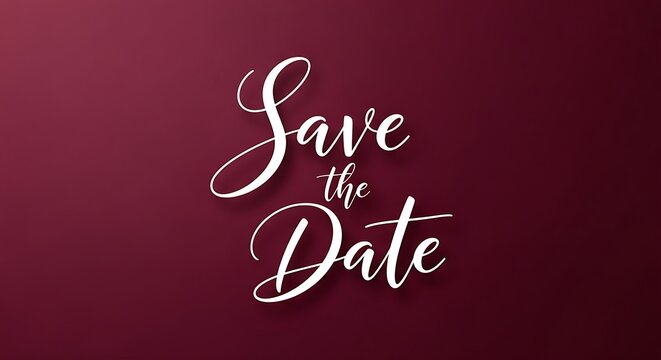 Save the date invitation template calligraphy wedding announcement event design elegant card burgundy background - Powered by Adobe