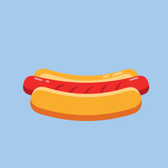 hotdog without mayonnaise on top. flat design hotdog. unhealthy fast food. simple hotdog icon