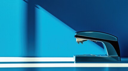 Fototapeta premium Stapler on a blue background