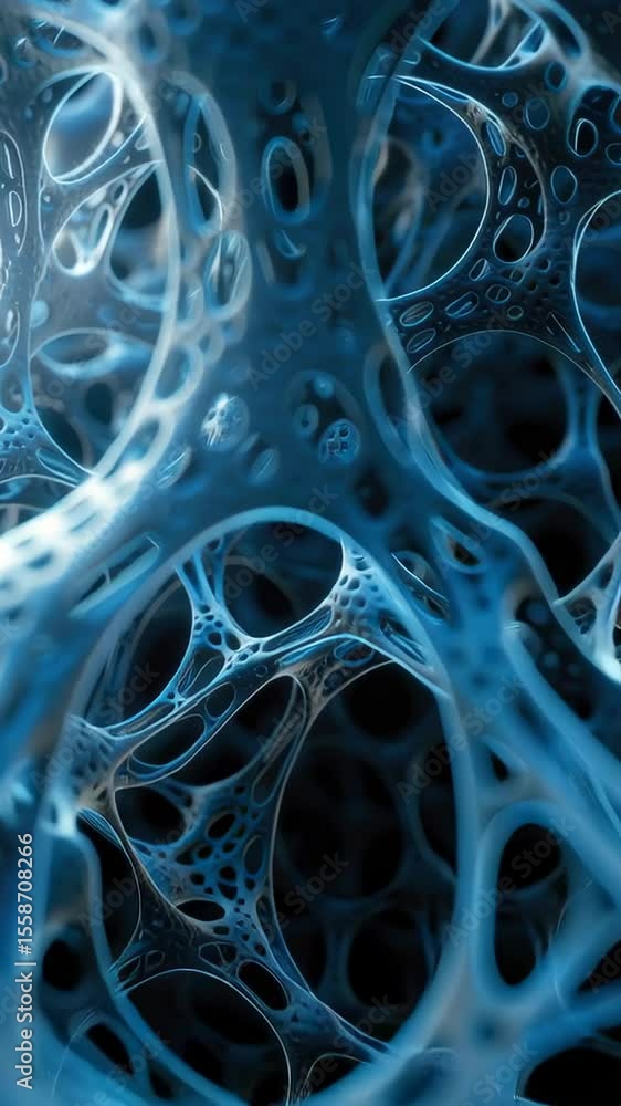 Aufkleber explore a detailed view of a blue cellular structure, revealing its complex patterns and shapes in a
