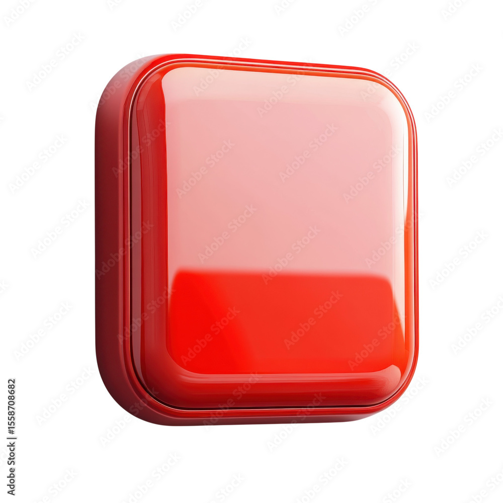 Fototapete glossy red button on dark background design element shiny square icon for on transparent background