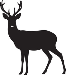 Siberian Roe Deer in silhouette pure white background.. © Sundas