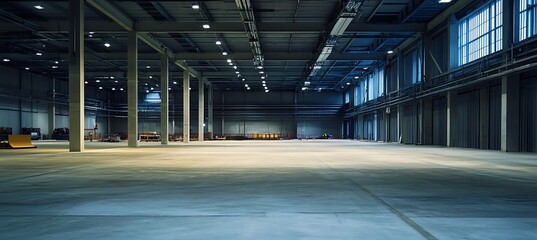 Obraz premium Empty construction site at dusk with a towering crane, perfect space for branding or message