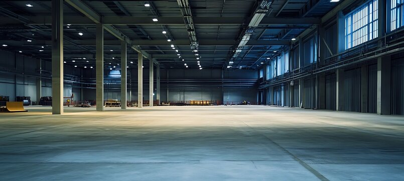 Empty construction site at dusk with a towering crane, perfect space for branding or message