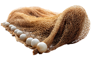 Fishing net with float line isolated on white background