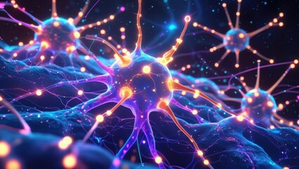 Neural Network Activity with Glowing Brain Connections, High-Resolution Concept Art	
