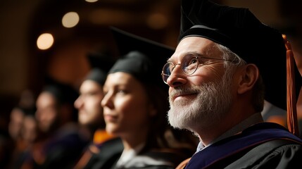 Graduation ceremony features proud graduates celebrating their achievements in a grand auditorium setting