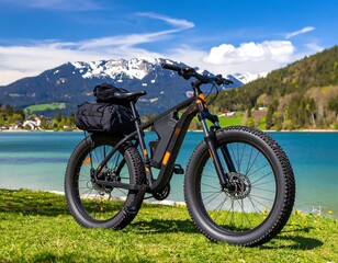 Obraz premium E-bike by a serene lake