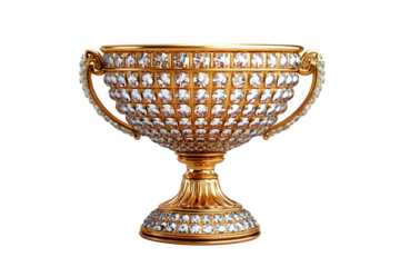 Flat design golden trophy with minimal shadow symbol of success isolated on white background