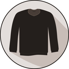 Casual sweatshirt icon, featuring a sleek flat design that embodies comfort and style.