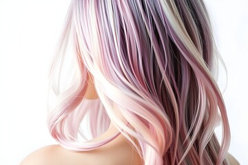 Naklejka premium Transforming hair color tone to purple. Makeup and hairstyle concept.