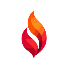 Bold flame shape logo for high-impact branding.

