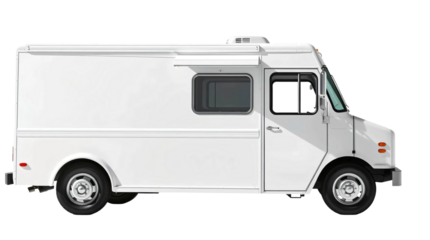 White Food truck isolated on transparent or white background