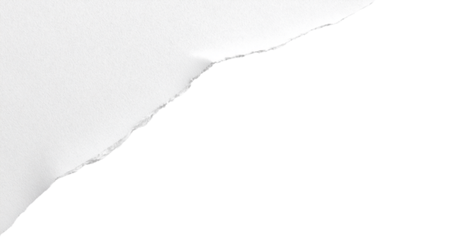 Torn edge on sheet of paper isolated on white background