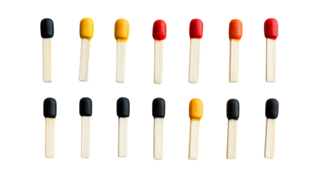 Pack Collection Colorful Matches A Unique Pattern of Ignition set against transparent background - Powered by Adobe
