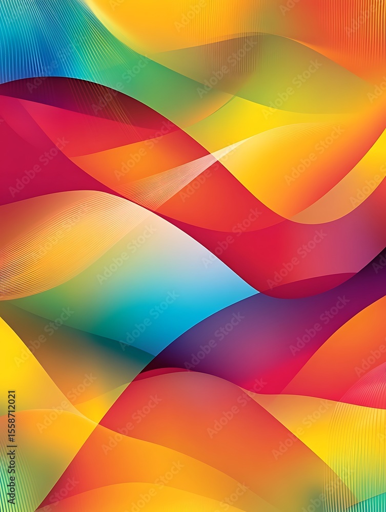 Poster vibrant hues converge, creating a dynamic fluid gradient background design