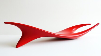 Red, abstract, sculpted, smooth, streamlined, contemporary, object, form, on white background