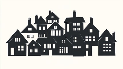 Silhouette view of a clustered residential area