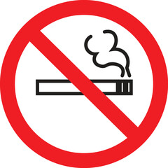 No Smoking Red Circle Prohibition Sign, Universal Symbol Indicating Smoking is Forbidden, Health and Safety: No Smoking Zone Graphic, Clear Prohibition Icon for Smoking Restriction.