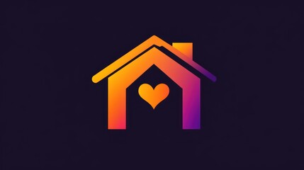 Home icon, warm gradient, heart symbol