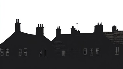 Silhouette of rooftops and chimneys