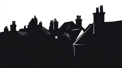 Silhouette of rooftops and chimneys (1)