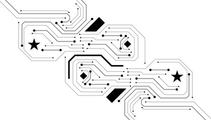Computer communication cybernetic element. Circuit board vector illustration. High-tech technology background texture.