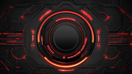 Dark futuristic panel with glowing red rings