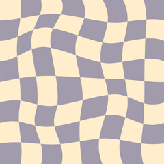 Op Art Mosaic Backdrop. Abstract Retro Distorted Checkered Pattern. Optical Illusion Background. 