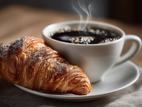 morning ritual: coffee & croissant - Powered by Adobe