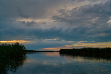 sunset over the lake