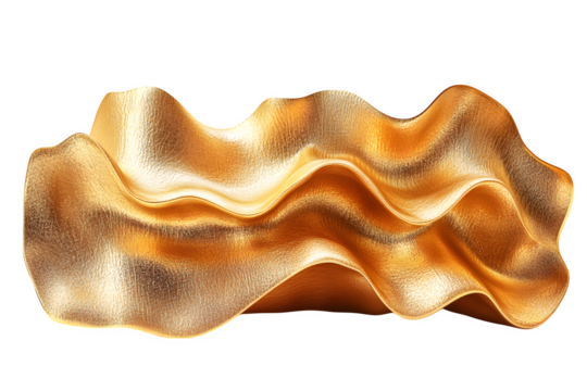 Golden abstract shape isolated on white background, luxury element