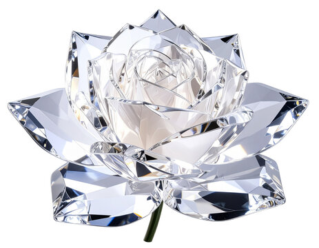 Crystal Rose Sculpted with Transparent Facets, 3D Look, isolated on a transparent background” - Powered by Adobe