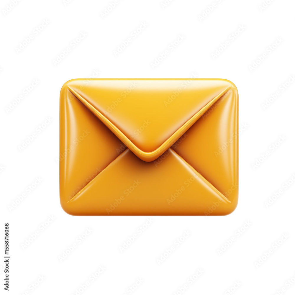 Poster golden envelope icon email message notification alert communication inbox on transparent background