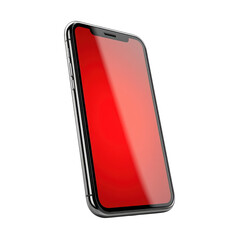 Sleek Silver Smartphone with Vibrant Red Screen for Modern Communication on transparent background