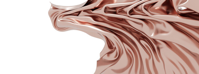 Luxury rose gold silk fabric flowing elegantly. Perfect for beauty, fashion, or product backgrounds.