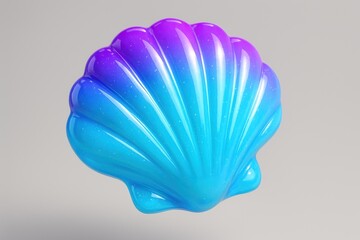 Fototapeta premium High glossy 3D radiant scallop shell with vibrant blue and purple gradient
