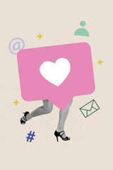 Trend artwork composite banner photo collage of like notification banner woman legs run wear high...