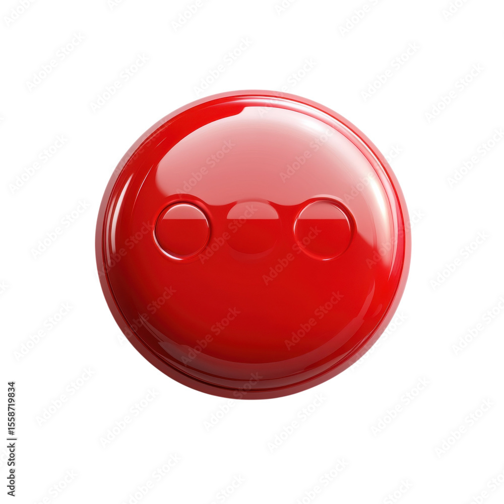Poster shiny red button vector illustration rounded abstract shape with three on transparent background