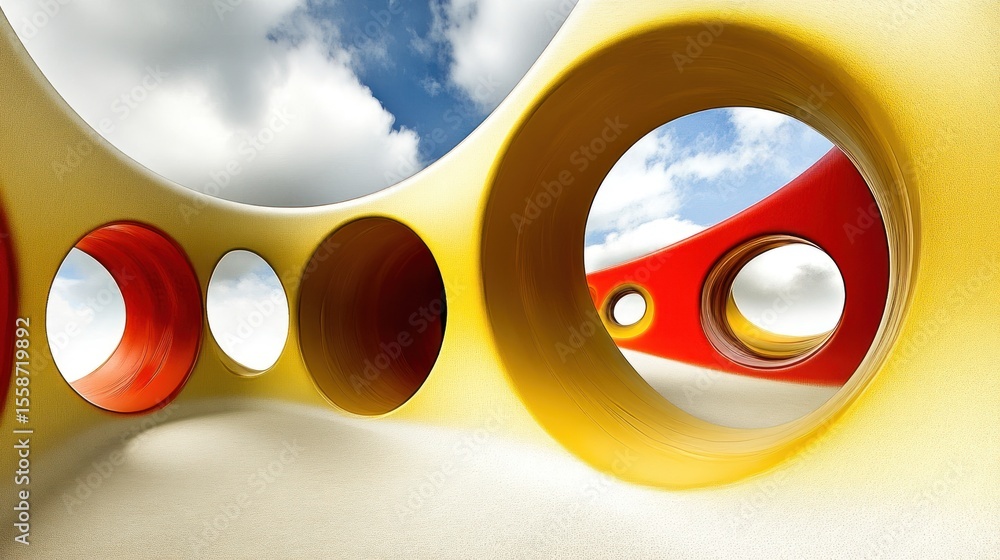 Aufkleber colorful playground structure with circular openings framing sky