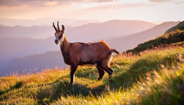 tatra chamois on the hill of low tatras mountains at slovakia