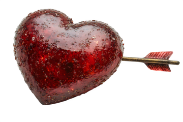 Heart pierced by arrow isolated on white background, cupid valentine art