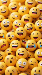 Yellow emoji spheres background.