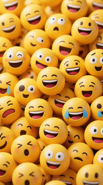 Yellow emoji spheres background.