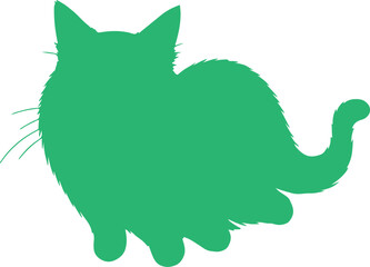 Ghost cat in silhouette purw white background.