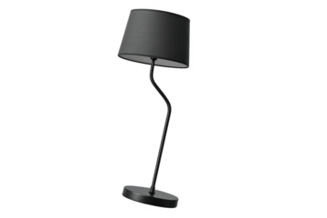 Modern black floor lamp isolated on transparent background, sleek design