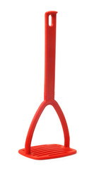 Red plastic potato and vegetables masher